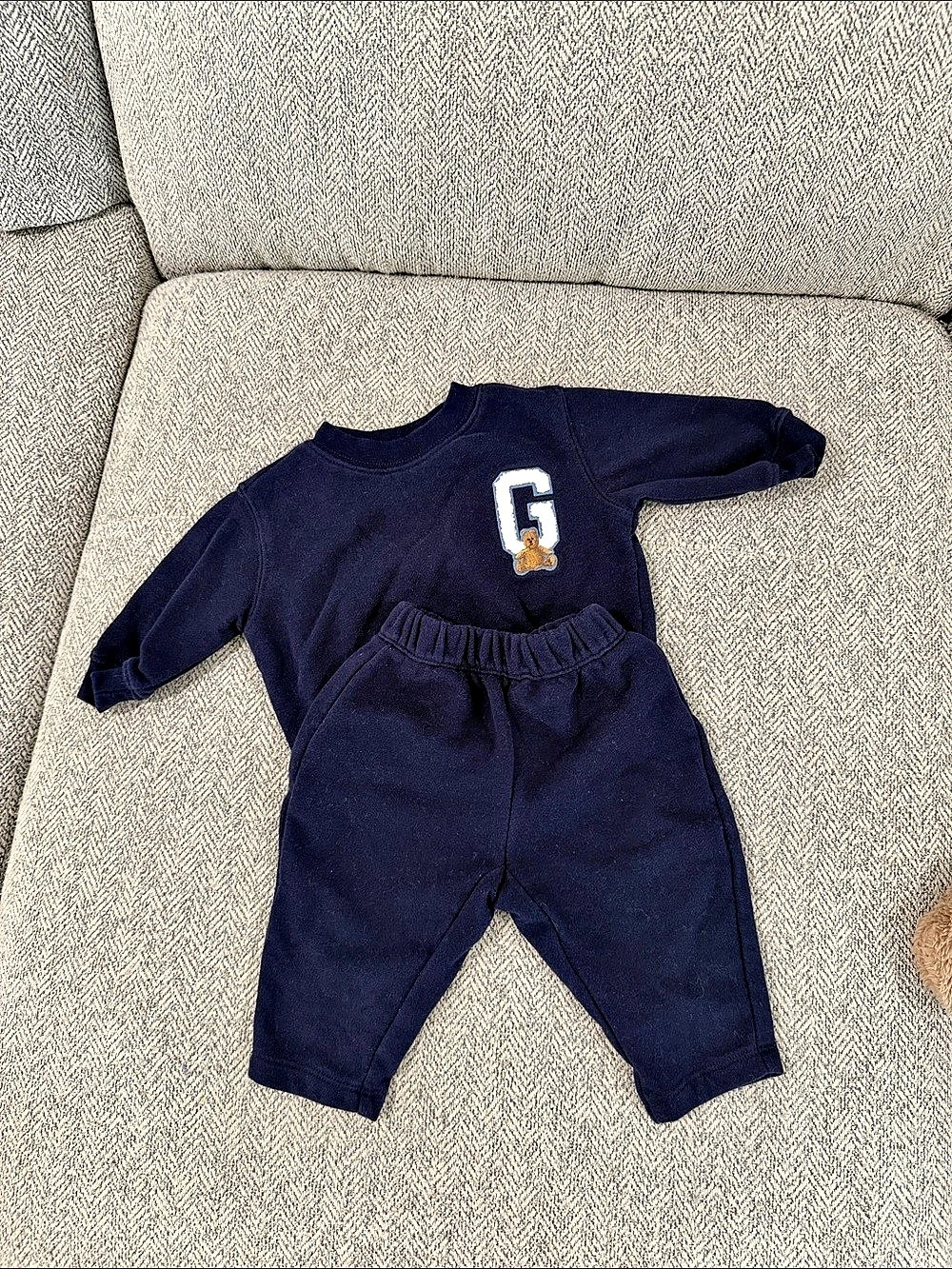 Gap Baby Brannan Bear Logo Sweat Set Navy Blue
